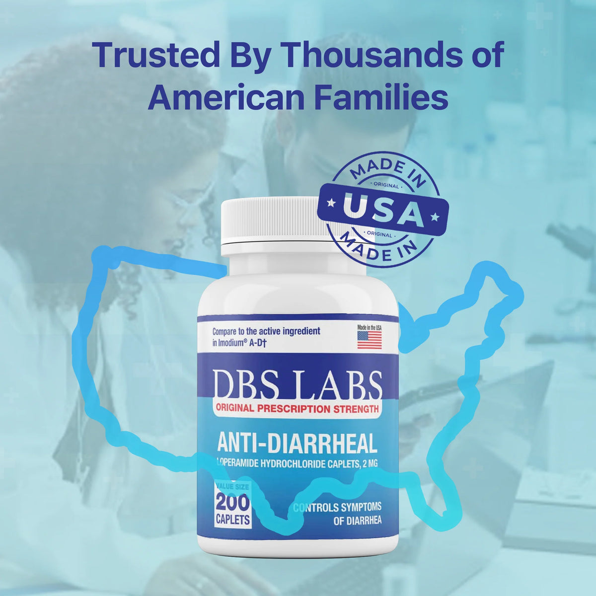 Anti-Diarrheal 2MG 200 Caplets - DBS LABS Diarrhea Relief - Exp 09/2027